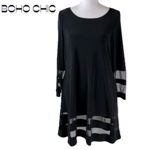 Boho Chic Black With Sheer Mesh Cutouts Party Event Dress NWOT